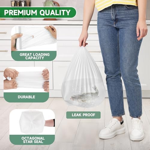 1.6 Gallon White Small Trash-Bags For Bathroom - Mini Garbage Bags 100 Count 6 Liter (Fit 1.3-1.5Gal) Unscented Compostable Biodegradable Tiny Waste Basket Liners Kitchen Office Chenyucheng - Image 4