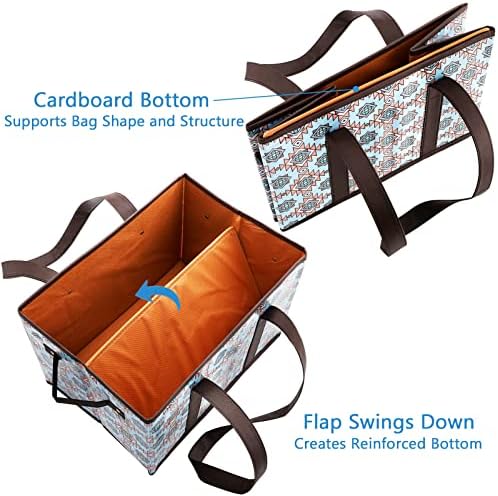 Foraineam Reusable Grocery Bags Set Durable Heavy Duty Tote Bag Collapsible Grocery Shopping Box Bag with Reinforced Bottom - Image 4