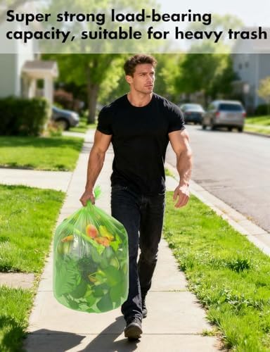 Trash bags 13 Gallon Biodegradable: Aievrgad Garbage bags for tall kitchen trash can liner, 50 count,Unscented, Heavy Duty, Thickened, for food/kitchen waste or Graden,green 50L - Image 7