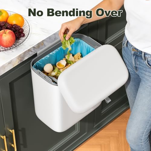 CTIME Compost Bin Kitchen 1.8 Gallon, Hanging Small Trash Can - Image 4