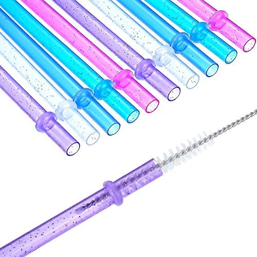 50 Pcs Reusable Glitter Straws 9 in 6 Colors Clear Plastic Drinking Straw - Image 4