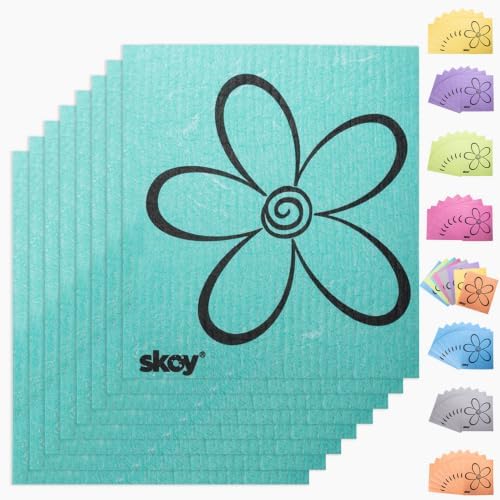 Skoy Cloth, 8-Pack Versatile Swedish Dishcloths for Kitchen and Household Use, Reusable Cleaning Cloths, Planet-Friendly, Dishwasher and Dryer-Safe, Mint Green by Skoy