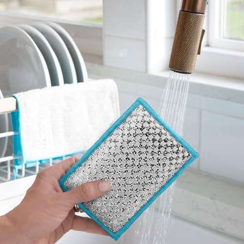 OGGI Bambou Odor-Free Scrubbing Sponges - Natural Scrub Sponges for Dishes, 91% Bamboo-Derived Rayon Cellulose Fiber, Reusable, Absorbent, Durable Scrubbers, Non-Scratch, Washable - 3 pcs, 7x4 - Image 3