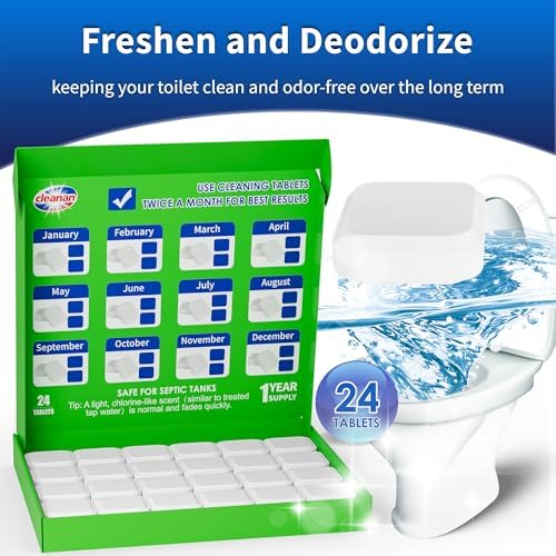 Toilet Bowl Cleaner Tablets, Leaves Bowl Sanitary, Freshens, Deodorizes, Descales & Repels Tough Stains, Helps Prevent Limescale Buildup, Safe for Septic Tanks, 24 Pack 1 Year Supply - Image 4