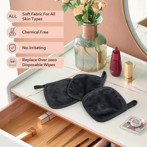 HOMEXCEL Makeup Remover Cloth 12 Pack Reusable Makeup Remover Pads Washable - Image 5