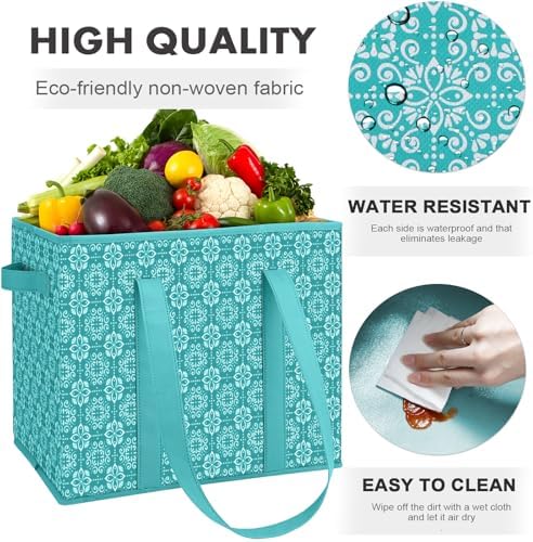 Reusable Grocery Bags 6 Pack, Foldable & Water Resistant Shopping Bags - Image 2