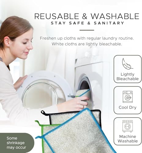 Whiffkitch Dishcloths Kitchen Dishrag Cleaning Scrub Reusable 3pk 6x7in - Image 6