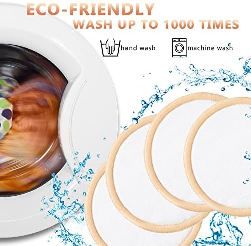 Foaincore 40 Pcs Reusable Makeup Remover Pads with Mesh Storage Bag and Bamboo Box Washable Bamboo Cotton Rounds Soft Reusable Face Pad for Toner Skin Various Skin Care Products(White, Tan) - Image 6