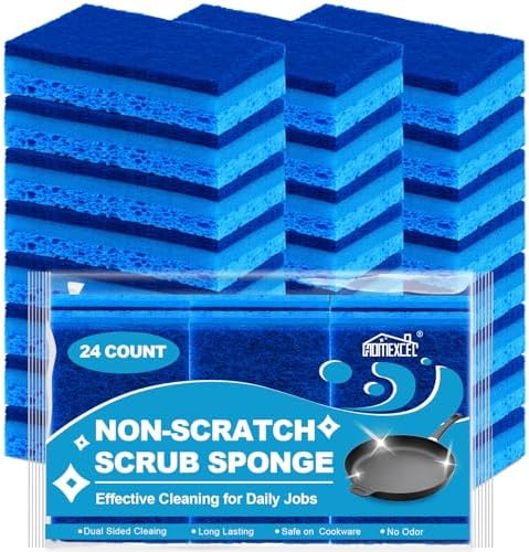 HOMEXCEL Sponges Kitchen 24 Pcs, Non-Scratch Sponge for Cleaning Dishes by HOMEXCEL