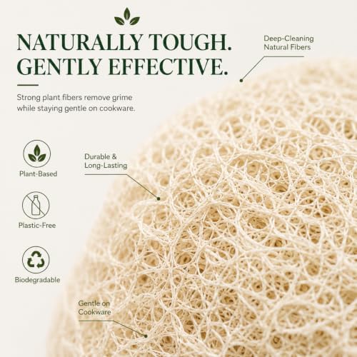 Natural Loofah Dish Sponge (Pack 6) Multipurpose - Image 3