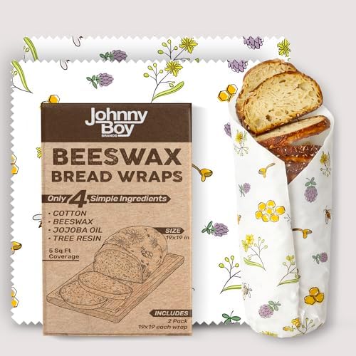 2 Pack - XL 19" x 19" - 5 Sq Ft - Beeswax Bread Wraps, Total 5 Sq Ft Coverage, Eco-Friendly Alternative to Plastic Wrap for Bread Storage, Bowls & Food Storage (Plum) by JohnnyBoyBrands