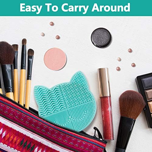 TailaiMei 2 in 1 Makeup Brush Cleaning Mat With Drying Holder, Silicon Cat Shaped Cleaner Pad, Cosmetic Organizer Rack, Portable Washing Tool for Makeup (Green) - Image 6