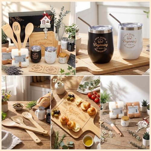 Housewarming Gifts New House -19 Pcs Closing Gifts for Couple Friend Women Men Home Buyers, House Warming Basket for New Houses Apartment Kitchen Presents(Black,Classic) - Image 5