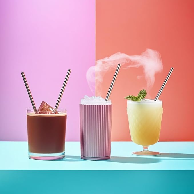 Eco-Friendly Reusable Stainless Steel Straw Set – 3-Piece Travel Kit with Cleaning Brush & Portable Case – Ideal for Smoothies, Cold Drinks, Boba Tea & Eco-Conscious Living