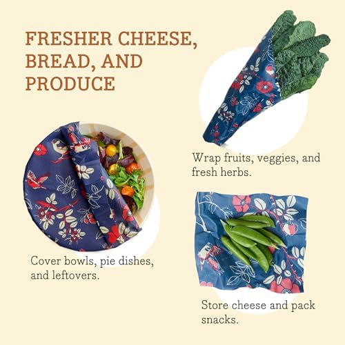 Bee's Wrap Beeswax Food Wraps, 3 Pack Assorted - Botanical - Image 4