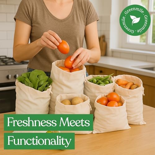 Greenmile Organic Cotton Reusable Produce Muslin Bags - Image 4
