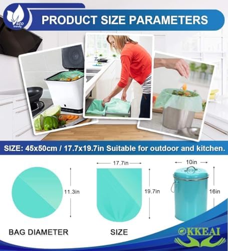 OKKEAI Small Trash Bags 3 Gallon, Light Green Wastebasket Liners, 120 Count - Image 3