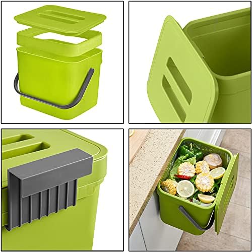 LALASTAR 1.8 Gallon Hanging Trash Can, Green, Plastic, Compost Bin Indoor Kitchen Sealed, Small Trash Can with Lid, Mountable - Image 5