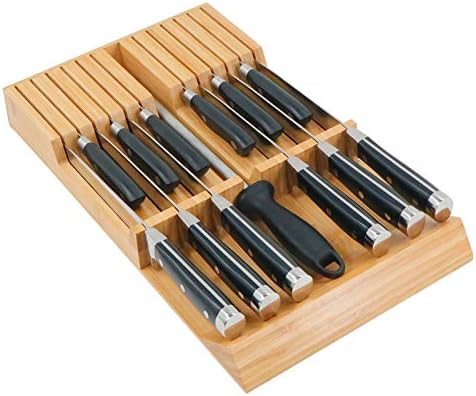 Utoplike In-Drawer Knife Block Bamboo Drawer Organizer, 12 Knives Holder by Utoplike