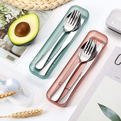Yinkin 4 Pack Travel Silverware Set with Case for Lunch,Clear - Image 4