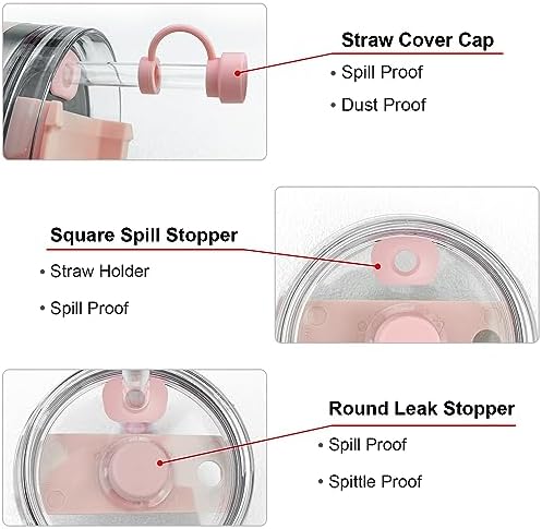 Replacement Straw Compatible with Stanley 40 oz 30 oz Tumbler, Accessories of 6 Straw Replacement with Cleaning Brush, 4 Color Leak Sproof Plug, 2 Silicone Cover Cap for Stanley - Image 3