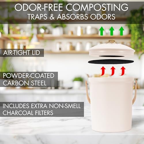 Beautiful Kitchen Compost Bin with Smell Proof Lid for Your Countertop - Image 6