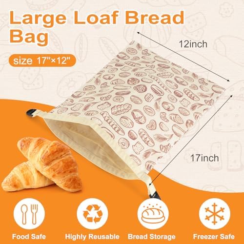 2 PACK Beeswax Sourdough Bread Bags for Homemade Bread, Reusable Cotton Beeswax Bread Bag Portable Waxed Storage All Natural Bees Wax Linen Bag Keep Fresh,13''×17'', 02 - Image 4