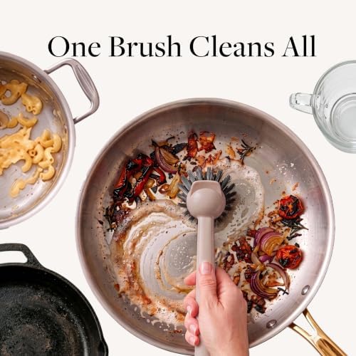 Earth & Mango Magnetic Dish Brush & Scraper, Snaps to Sink, Cacao Brown - Image 3