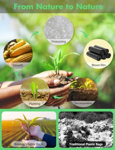 Compost Bags 13 Gallon, 50 Count Biodegradable Compostable Tall Kitchen Can Liners, Thick Unscented Tear & Leak Proof Plant-Based Garbage Bags for Food Waste, Bathroom & Garden, Black - Image 2
