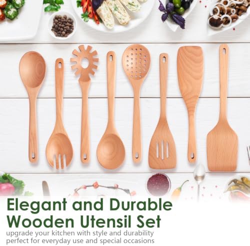 HOWHONG 8-Piece Beech Wood Cooking Utensils Set - Image 2