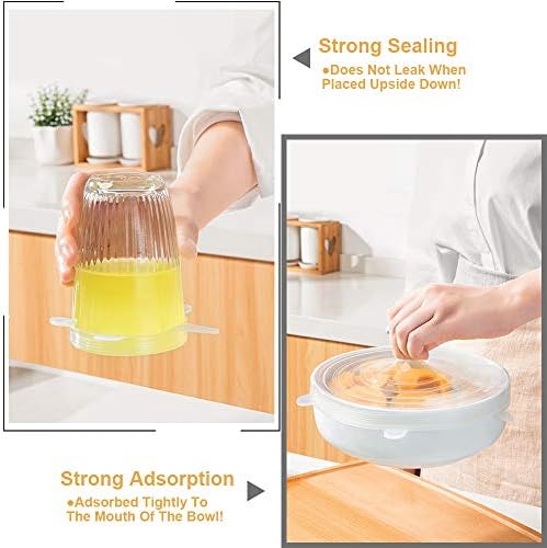 LELE LIFE 4 Pack Same Size Silicone Stretch Lids, Thicker Reusable Sturdy Silicone Container Cover, Expandable Food Storage Covers, Dishwasher and Freezer Safe, 8.07in(20.5cm) - Image 4