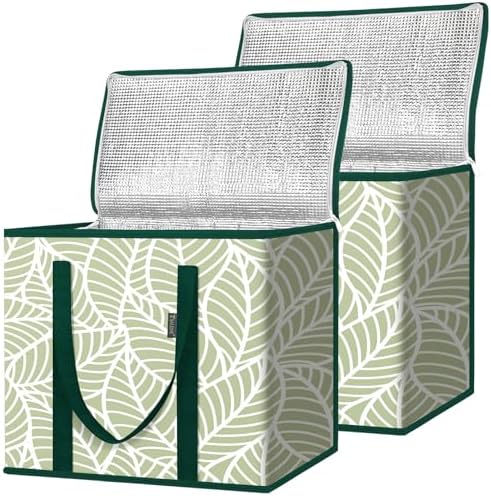 BALEINE Insulated Reusable Grocery Bags with Zippered Top, Large Cooler Bag by BALEINE