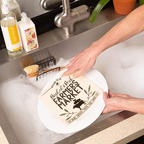 DII Swedish Dishcloths for Kitchen & Cleaning, Reusable, Machine Washable & Dishwasher Safe, Biodegradable, 7.75 x 6.75, Farmers Market, 3 Piece - Image 3