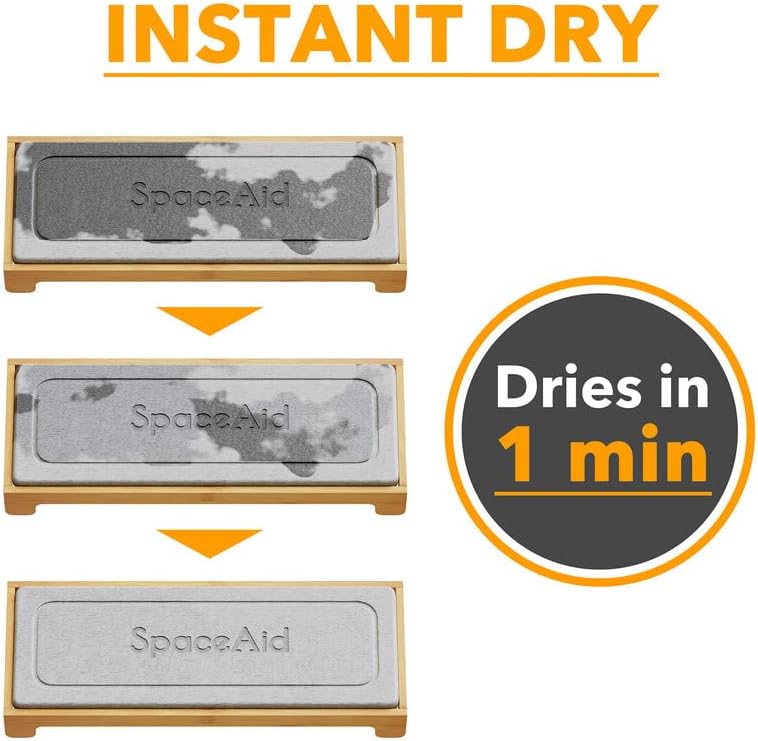SpaceAid DryingNeat Instant Dry Sink Caddy Organizers, Kitchen Sponge Soap Holder Dispenser, Countertop Fast Drying Counter Tray Rack (Bamboo, Gray) - Image 3