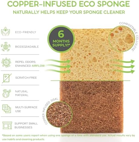 Natural Sponges for Dishes Washing Kitchen Cleaning Plant Based 15Pack Eco Sponges Cellulose Sisal Scrubber Non Scratch Scrub Pads for Dishes pots Bathroom.Less Odor Dish Scrubber House Necessities - Image 2