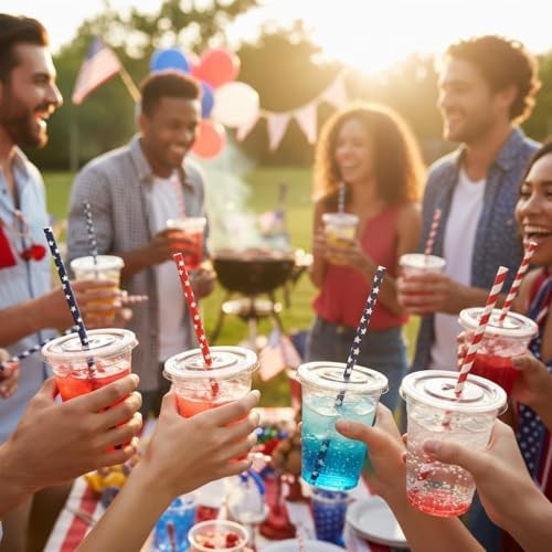 JANYUN 40 Pcs Reusable Patriotic Straws with Cleaning Brush - Image 5