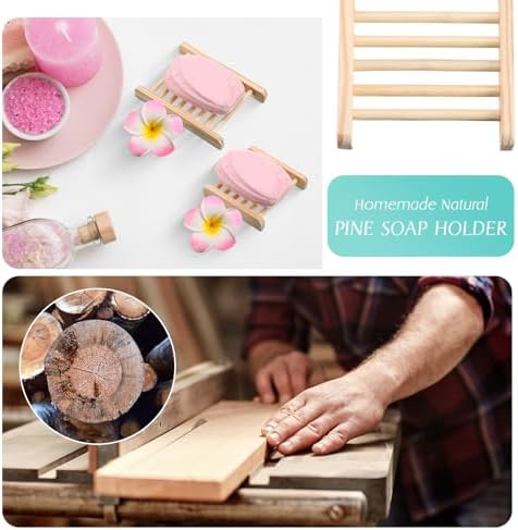 Sawysine 50 Pcs Bamboo Soap Holder Bulk Wood Soap Dish Bathroom Wooden Tray Saver Hand Craft Bathtub Self Draining Dish for Bar Kitchen, Gifts for Christmas, 2 Sizes(Wood Color) - Image 3