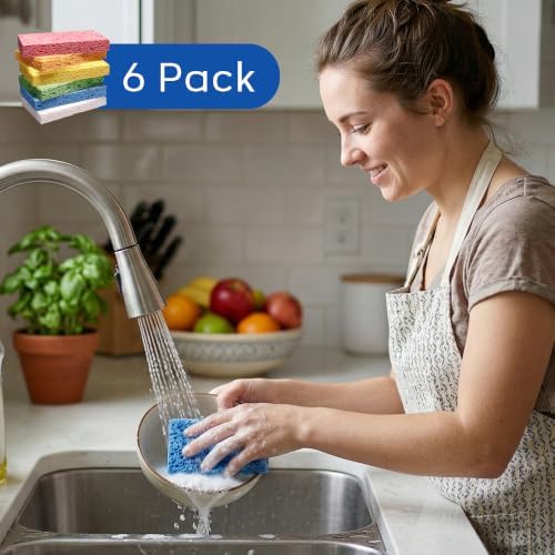ARCLIBER 6 Pack Thick Cellulose Scrub Sponges Non-Scratch Kitchen - Image 2