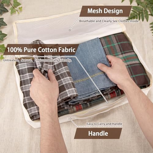Shinymoon 3 Set 100% Cotton Packing Cubes 18"x12"x4" Mesh Beige - Image 4