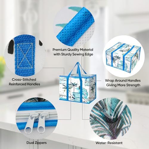 BALEINE Insulated Reusable Grocery Bags with Zippered Top, Large Cooler Bag - Image 3
