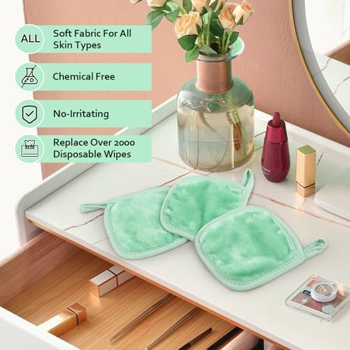 HOMEXCEL Makeup Remover Cloth 12 Pack Reusable Makeup Remover Pads Washable - Image 4