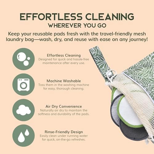 GREENZLA Reusable Makeup Remover Pads |12 Pack | Travel Set - Image 5
