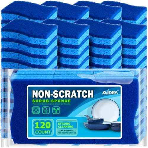 AIDEA Sponges Kitchen-120Count, Non Scratch Scrub Sponge, Dish Sponges by AIDEAHOME