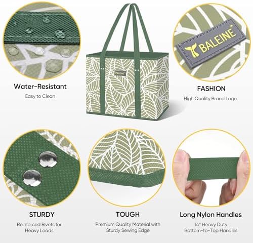BALEINE 3PK Reusable Grocery Bags, Heavy Duty Shopping Tote Bag - Image 3