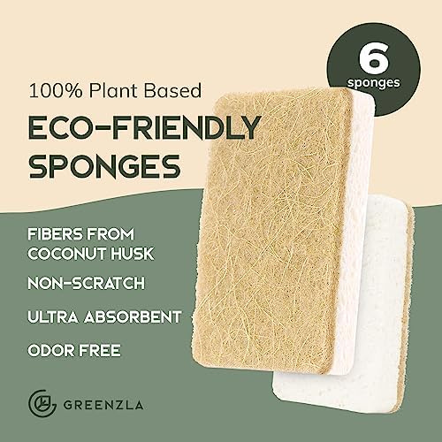 GREENZLA 6 Pack Kitchen Sponges | Non-Scratch Hemp & Sisal - Image 2