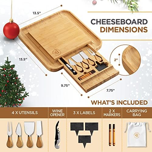 Charcuterie Boards Gift Set, Bamboo Cheese Board with Serving Accessories - Image 5