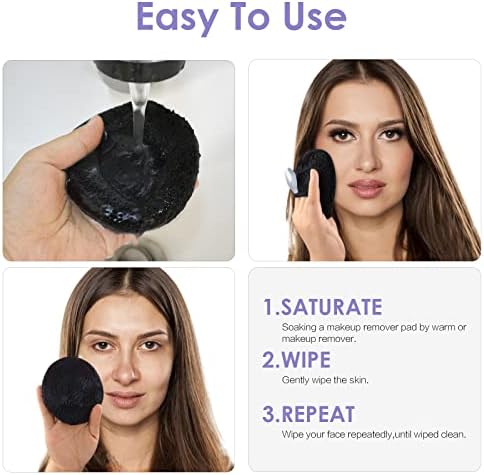 SUNLAND Reusable Makeup Remover Pads for Face,Eyes,Lips Microfiber Face Cleansing Gloves Washable Makeup Remover Cloth with Laundry Bag Rounds Pads - Image 4