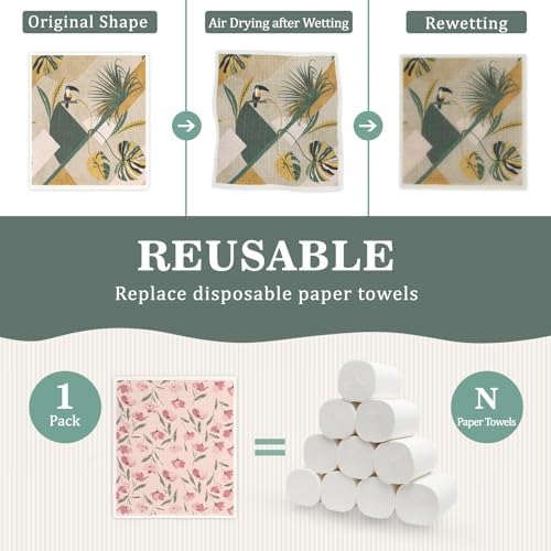 Swedish Dishcloths Dish Towels Set: Kitchen Cellulose Sponge Cloths (Fruit) - Image 3