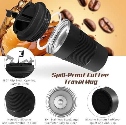 Vacuum Insulated Stainless Steel Travel Coffee Mug,Leak Proof Cup with Lid - Image 3