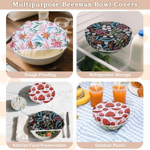 5Pcs Reusable Beeswax Elastic Bowl Covers for Bread Proofing and Food Cover - Image 5